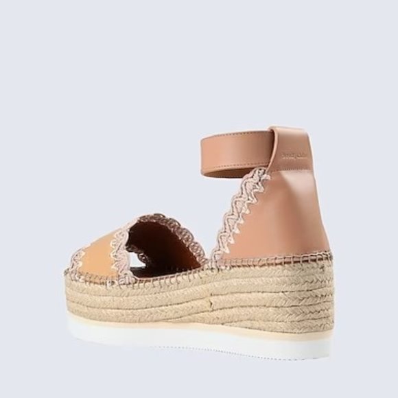 See By Chloe Glyn Leather Flatform Espadrille Sandals